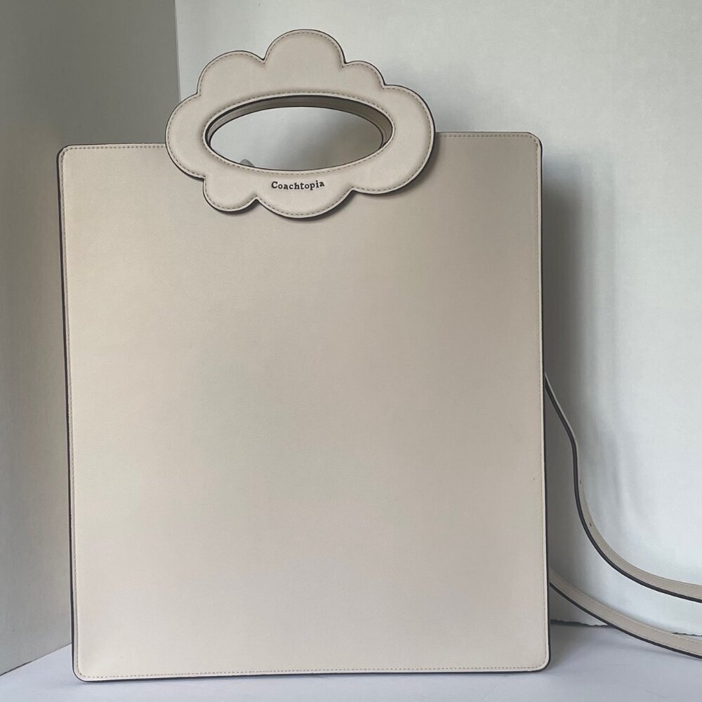 Coach Coachtopia Cloud Handle Tote Off White Leather Crossbody - Picture 2 of 9